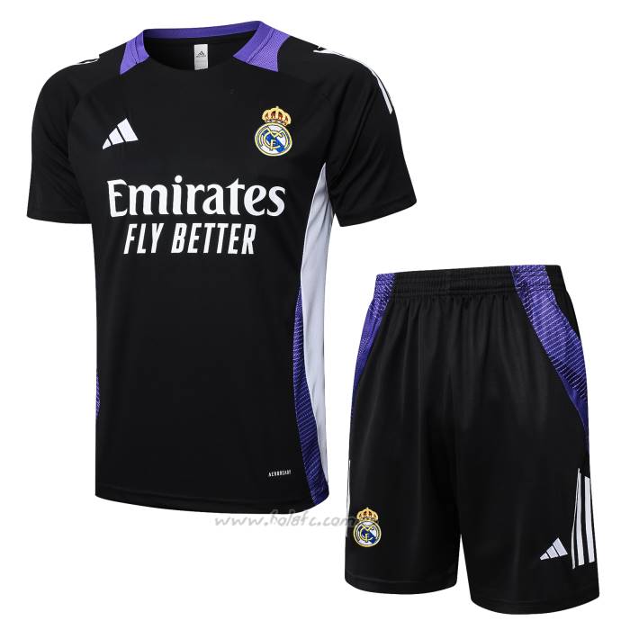 Chandal del Real Madrid Dragon Manga Corta 2024-2025 Negro y Purpura - Pantalon Corto